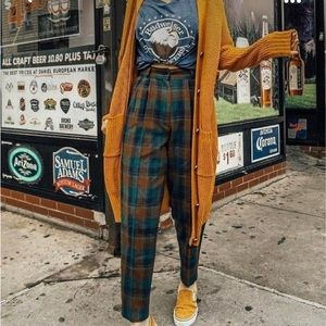 Vintage plaid trousers buckle back paisley